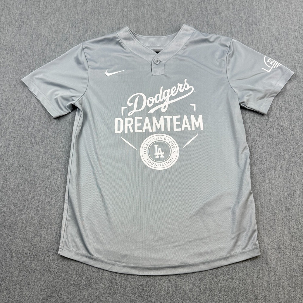 Los Angeles Dodgers Jersey‎ Kids Youth Medium Gray Nike MLB Baseball Dreamteam